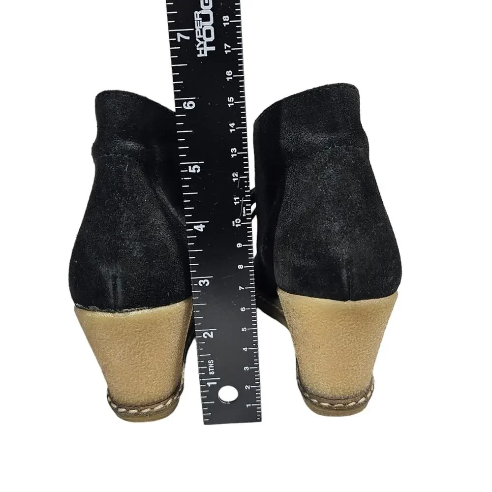 J. Crew MacAlister Wedge Boots Black Suede with Crepe Sole Size 7